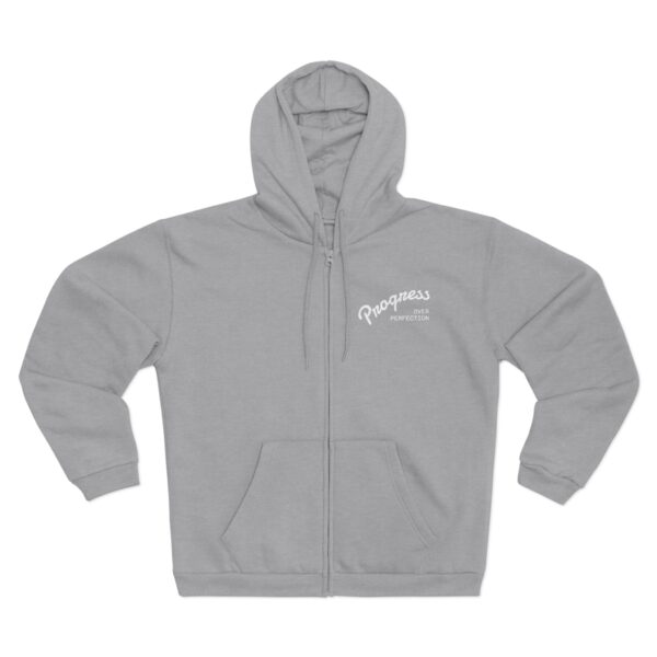 Progress Zip Hoodie — "Progress" Minimal Script Hooded Zip Sweatshirt
