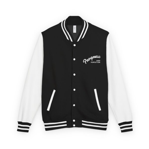 Letterman Jacket — Retro '90s Logo Varsity Jacket (Black & White)