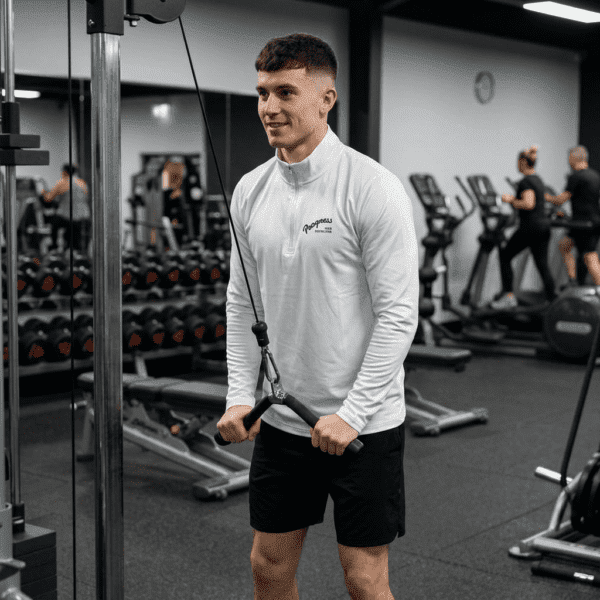 Quarter-Zip Pullover — 'Progress' Minimal Logo Chest Pullover