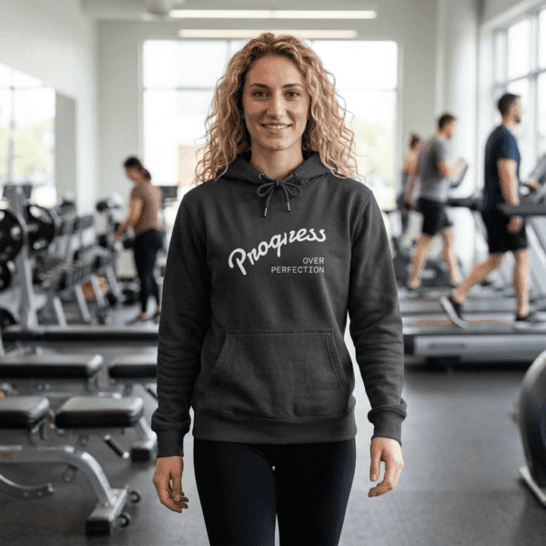 Progress Over Perfection Hoodie — Inspirational Fleece Pullover